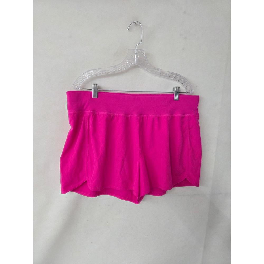 Reebok Womens Pink Running Shorts XXL Wide Waistband Zip Pocket Lined Logo